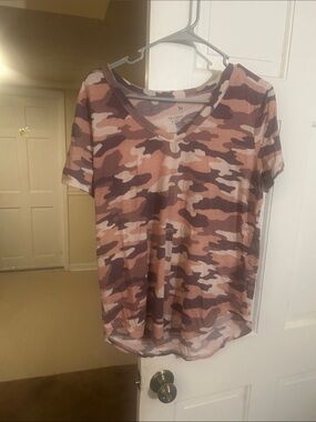 SO Pink and Mauve Camo V-Neck Tee